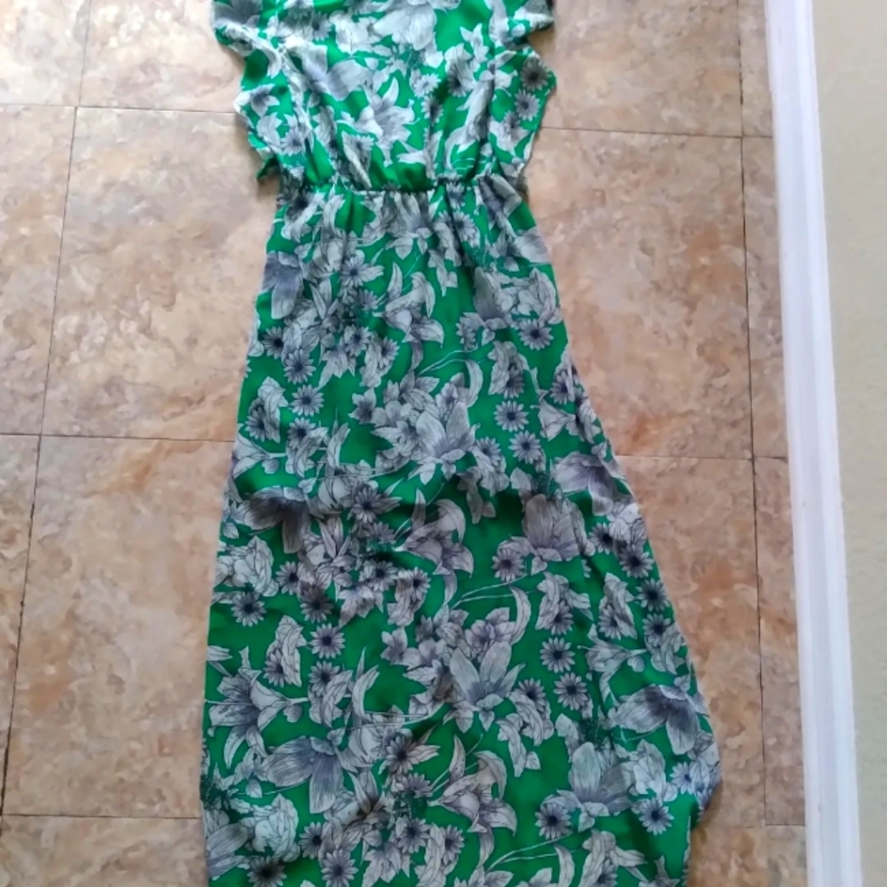 Japna Green Floral print faux wrap dress, size XS - Picture 8 of 10